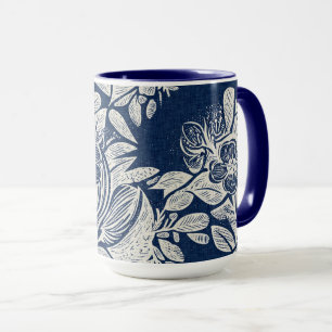 Taza Efecto azul de la marina masculina Indigo floral p