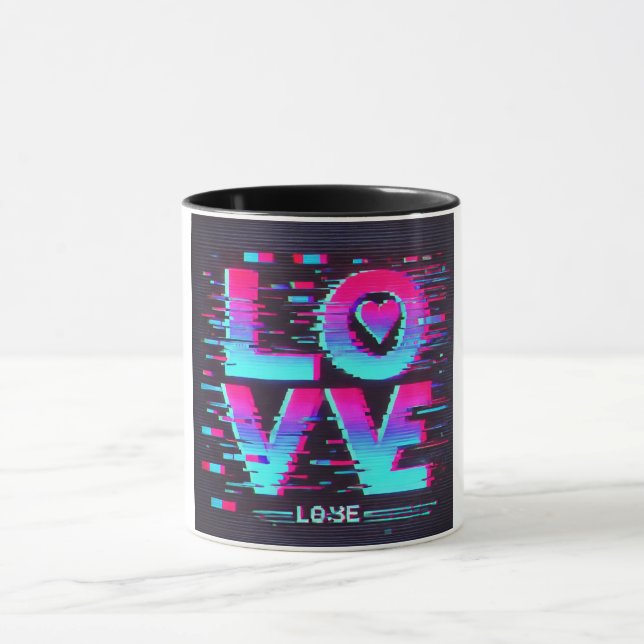 Taza Efecto de amor digital Glitch (Centro)