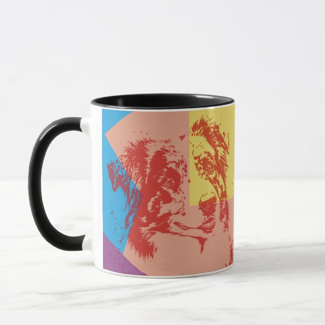 Taza Efecto de arte pop Pastor australiano / perro (Izquierda)