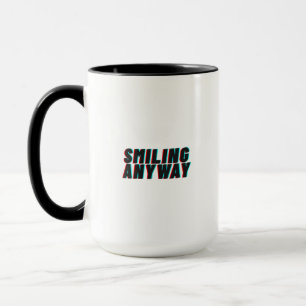Taza Efecto de falla retro con cita sonriendo de todos