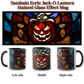 Taza Efecto de Vidrio Emplomado de Jack-O-Lantern Sinie