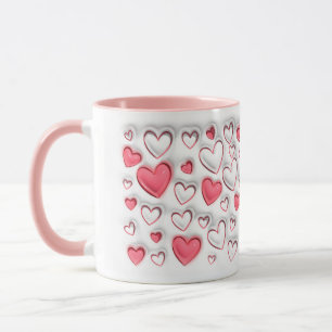 Taza Efecto inflado de la bomba 3D Patrón cardíaco