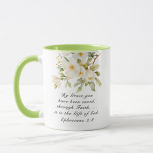 Taza Efesios 2:8 Por Gracia has salvado la Biblia