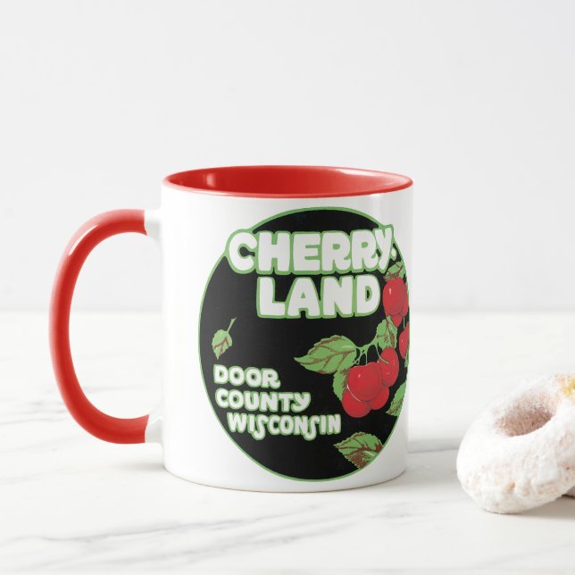 Taza Efímera vintage, Cherryland Door County Wisconsin (Con donut)