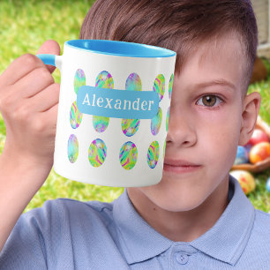 Taza Eggs de Pascua Nombre personalizado Azul