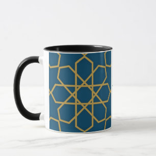 Taza Eid Mubarak Diseño Geométrico Azul