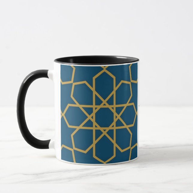 Taza Eid Mubarak Diseño Geométrico Azul (Izquierda)