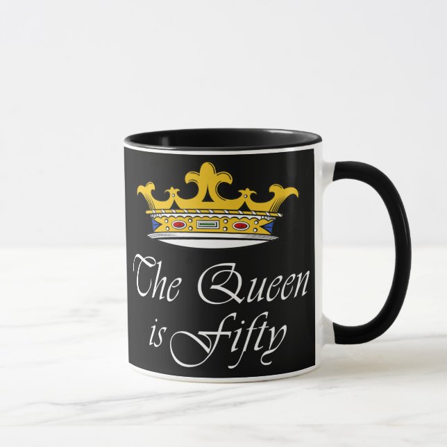 Taza ¡el 50.o cumpleaños la reina es 50! (Derecha)