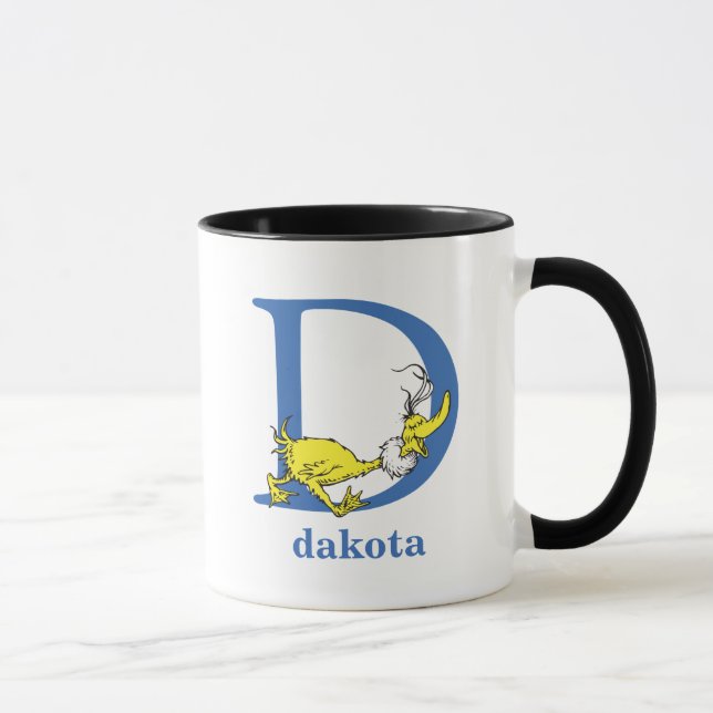 Taza El ABC del Dr. Seuss: Carta D - Azul | Añadir su n (Derecha)
