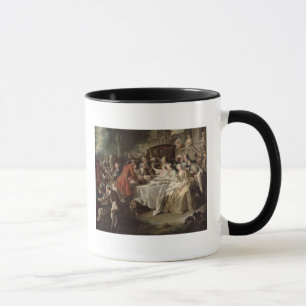 Taza El almuerzo de la caza, detalle de los comensales,