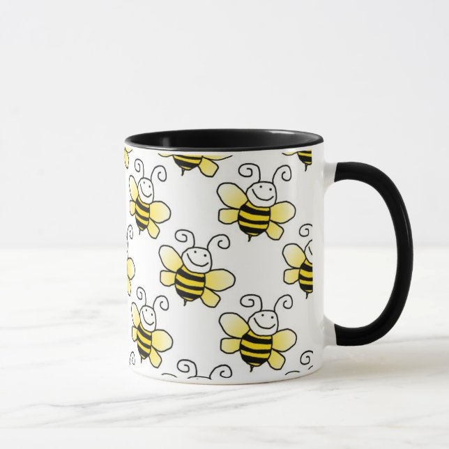 Taza El amarillo retro manosea el modelo de la abeja (Derecha)