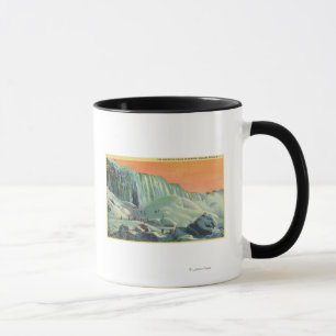 Taza El americano cae en invierno con puesta del sol