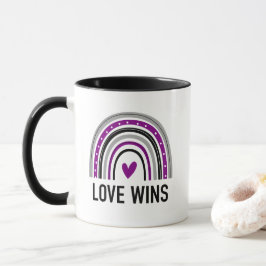 Taza El amor asexual arcoiris gana