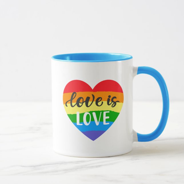 Taza El amor es amor corazón arcoiris (Derecha)