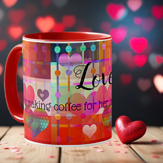 Taza El amor es... Mug de corazón colorido