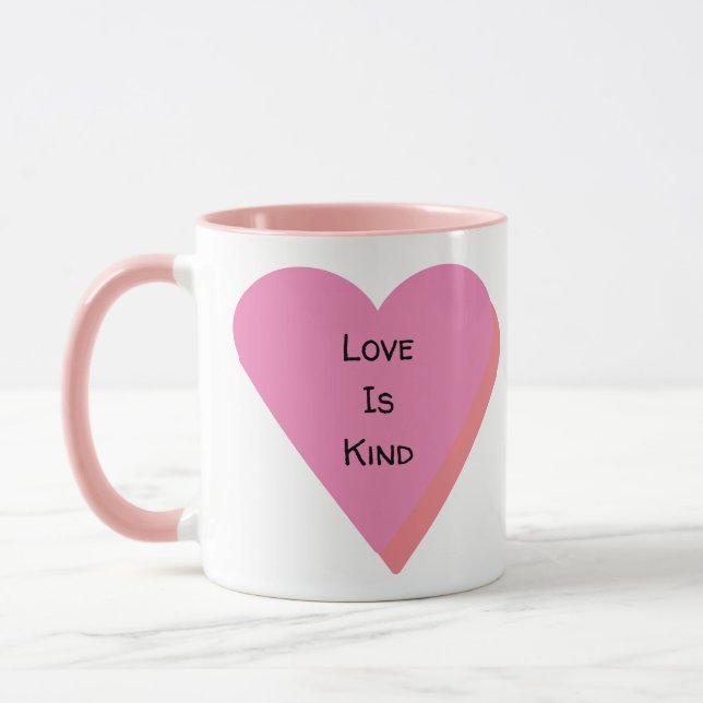 Taza El amor es una cita amable Corazones rosados Monog (Izquierda)