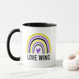 Taza El amor gana el arcoiris no binario