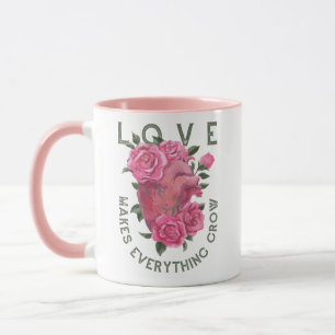 Taza El amor hace que todo crezca - arte romántico flor