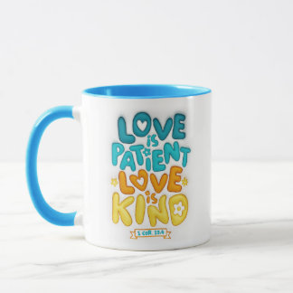 Taza El amor inflado 3D es paciente, el amor es amable