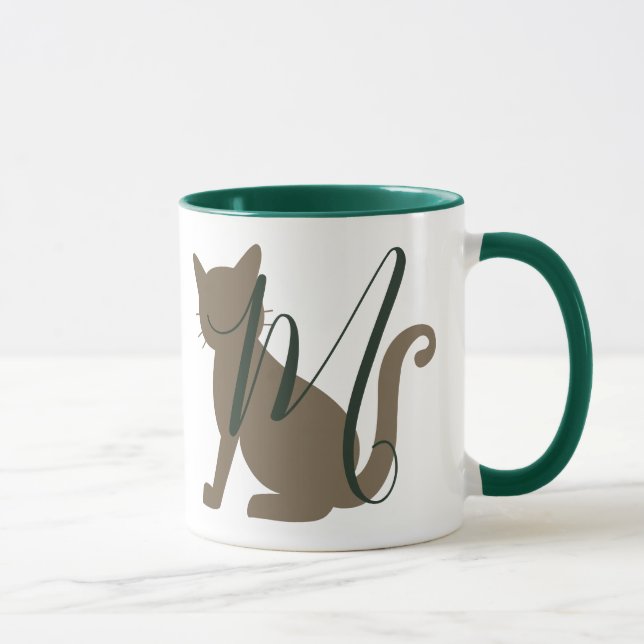 Taza El amor por el gato, el verde y el marrón (Derecha)