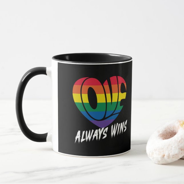 Taza El amor siempre gana el orgullo LGBTQ (Con donut)
