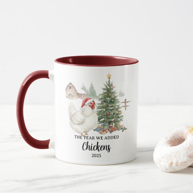 Taza El Año en que Añadimos Pollos Cría Personalizada d (Con donut)