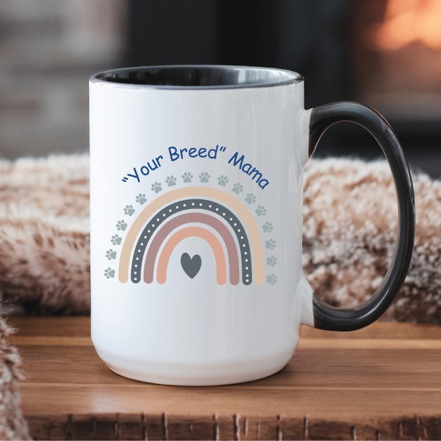 Taza El arcoiris de Boho con peluca de perro (Customize this mug with your favorite dog breed. Curl up by the fire and relax!)