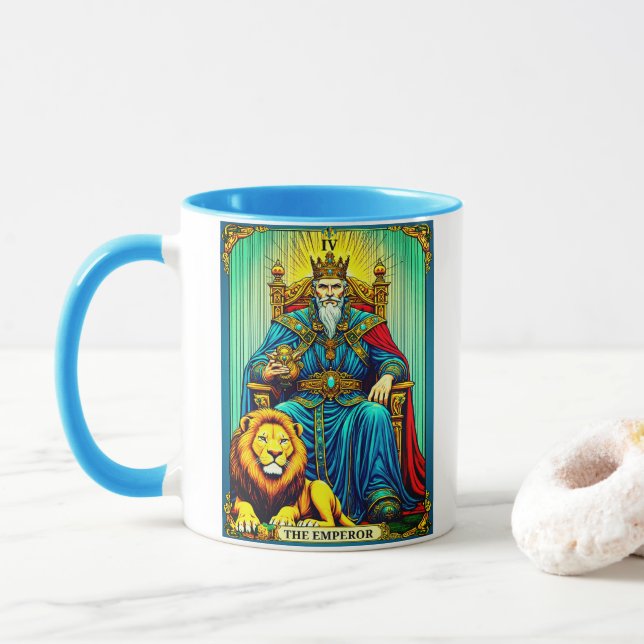 Taza El arte de la carta del emperador Tarot (Con donut)
