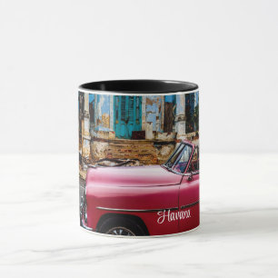 Taza El auto rojo de la Habana Cuba