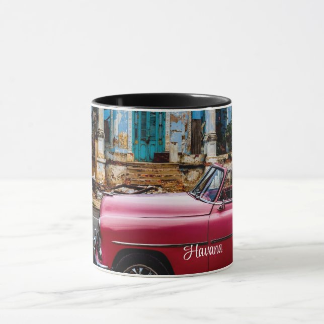 Taza El auto rojo de la Habana Cuba (Centro)