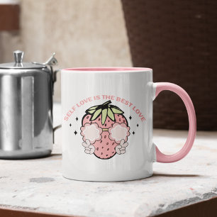 Taza El Autoamor De Fresa Rosa Es El Mejor Amor Soltero