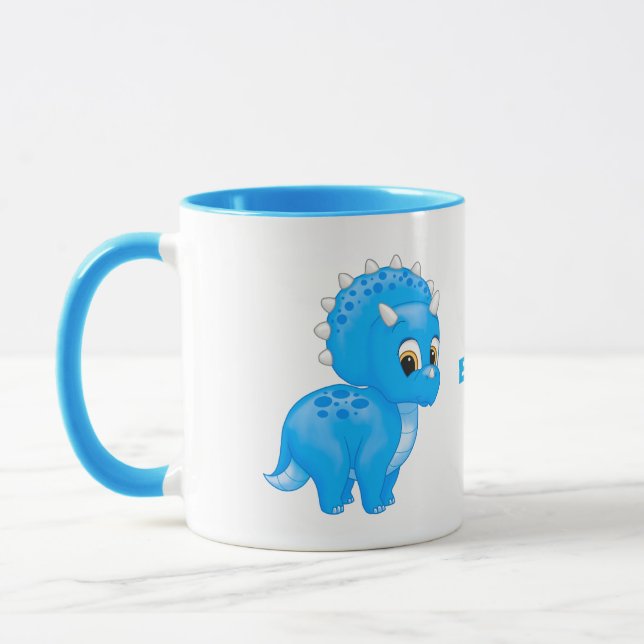 Taza El bebé azul triceratops dinosaurio (Izquierda)