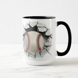 Taza El béisbol atraviesa un agujero en la pared