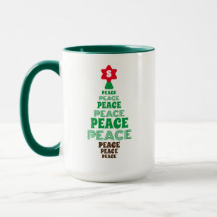 Taza El bonito árbol verde de la paz inicial en estrell