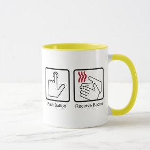 Taza El botón, recibe el tocino - dispensador del