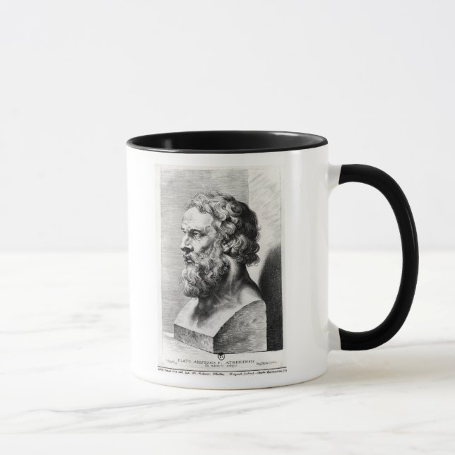 Taza El busto de Platón grabó por Lucas Emilio (Derecha)