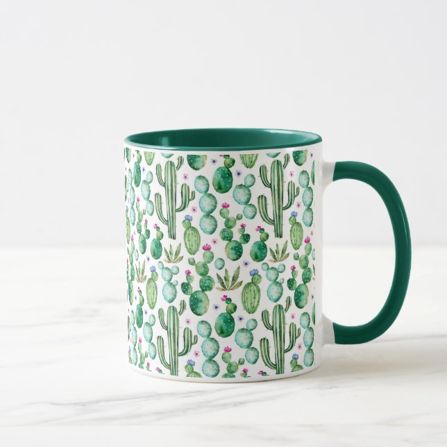 Taza El cactus de la acuarela planta el modelo (Derecha)
