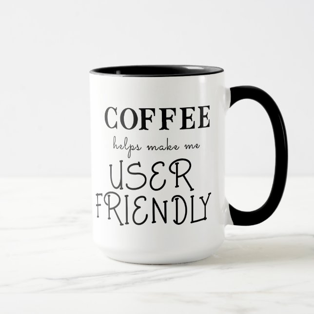 Taza "El CAFÉ me ayuda a ser amigable con el usuario" (Derecha)