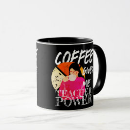 Taza El café me da poder docente | retro Funny