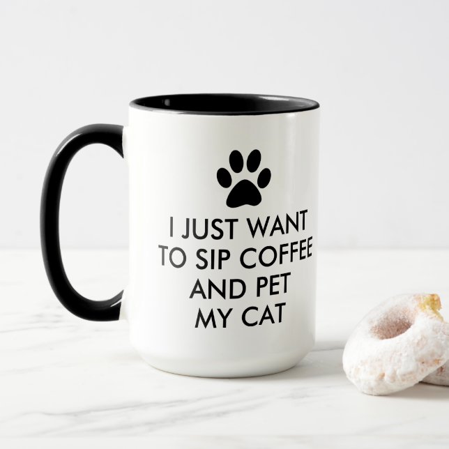 Taza El café y mi gato grande (Con donut)
