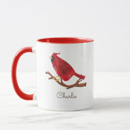Taza El cardenal retro rojo norteño de inspiración vint