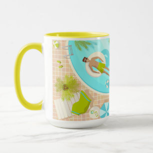Taza El chico de la piscina en vacaciones de playa de v
