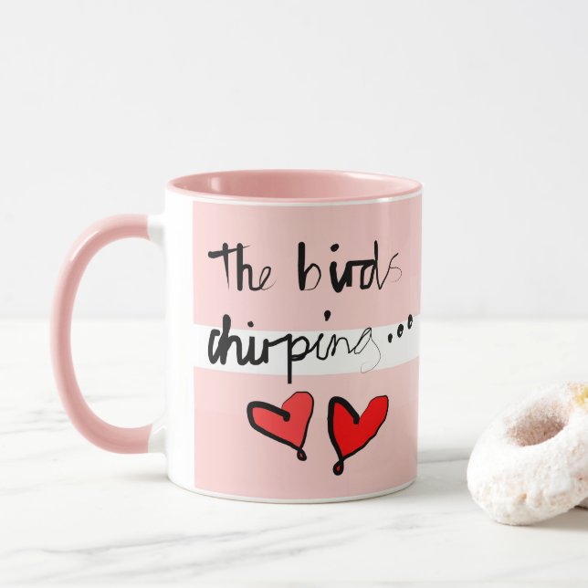 Taza El Chirping de los pájaros de San Valentín - Rojo  (Con donut)