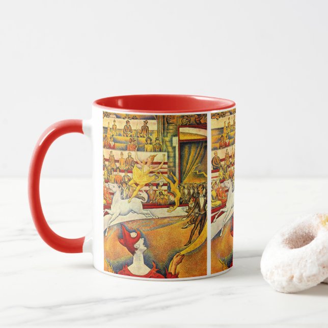 Taza El Circo de Georges Seurat, Arte Antiguo Fino (Con donut)