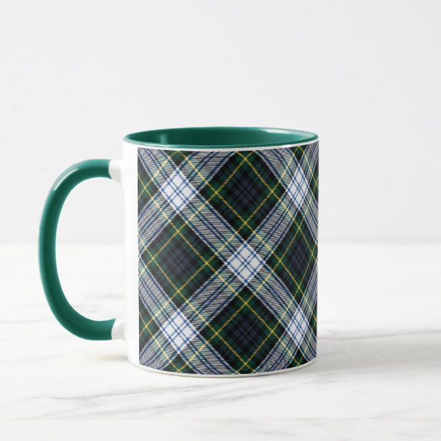 Taza El Clan Blanco Verde Rústico, Gordon Tartan (Izquierda)