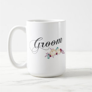 Taza el clásica floral del novio simple y
