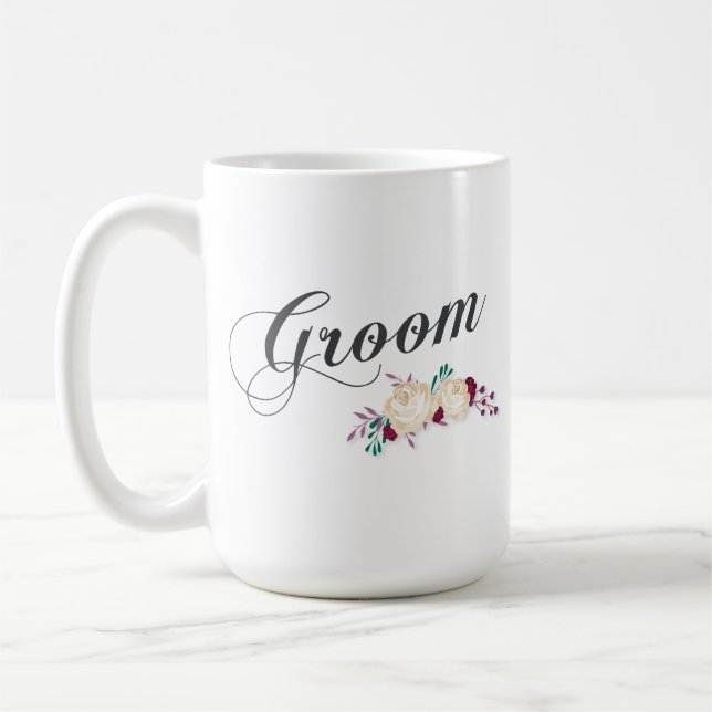 Taza el | clásica floral del novio simple y (Izquierda)
