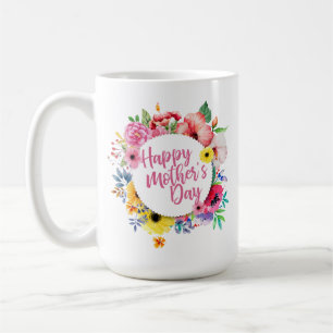 Taza el   clásica floral feliz elegante del día de