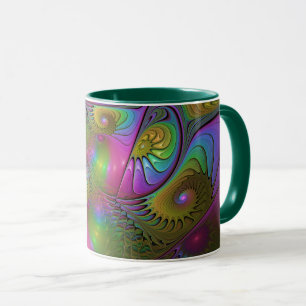 Taza El Colorido Arte Fractal Abstracto Trippy Luminoso