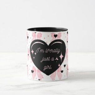 Taza El corazón negro rosado de la jovencita Coquette e